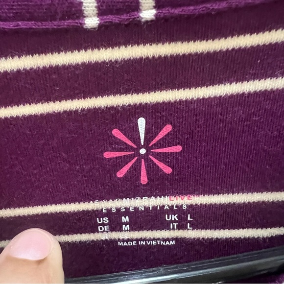 Isaac Mizrahi Live! Women's Top Purple & Cream Stripes Medium - Picture 2 of 7